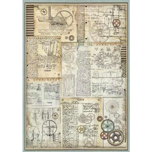 A3 Dekupázs rizspapír, csom.  - Voyages Fantastiques gears