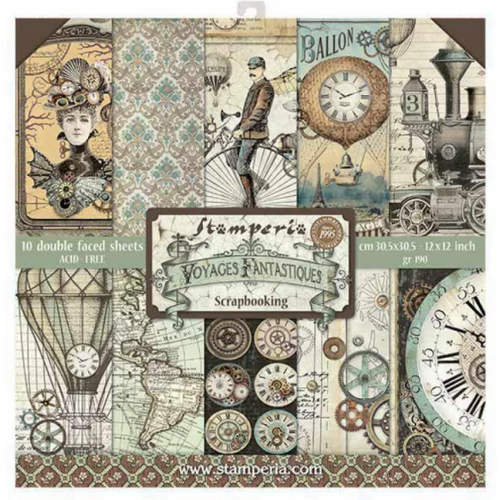 Scrapbooking tömb 10 db - 30.5x30.5 (12"x12") - Voyages Fantastiques