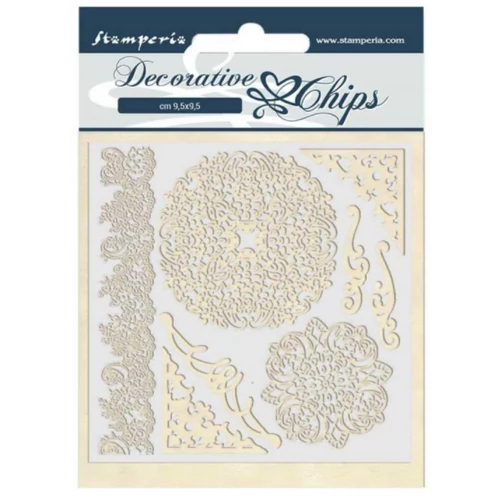 Decorative chips 14x14 cm - Passion laces and corners