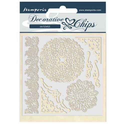 Decorative chips 14x14 cm - Passion laces and corners